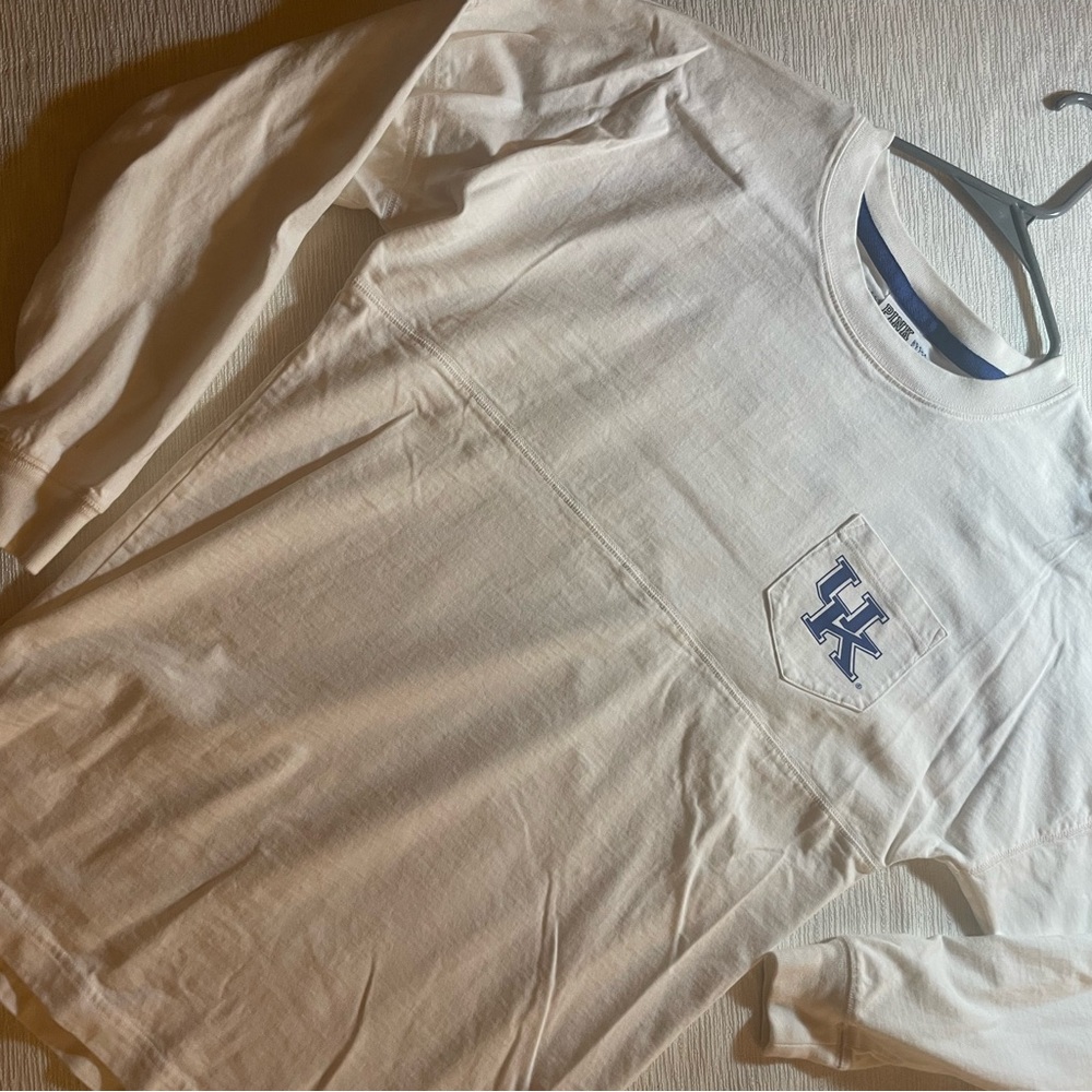 SALE! PINK Victoria's Secret White Long Sleeve Shirt with UK Logo